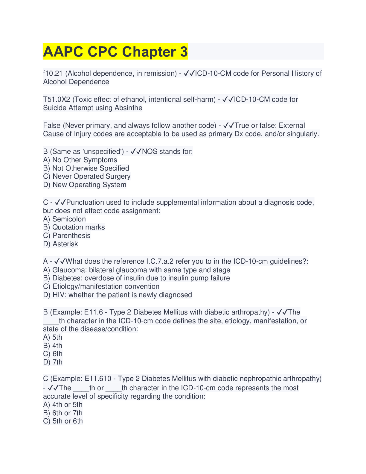 Preview image for AAPC CPC Chapter 3(questions&answers)